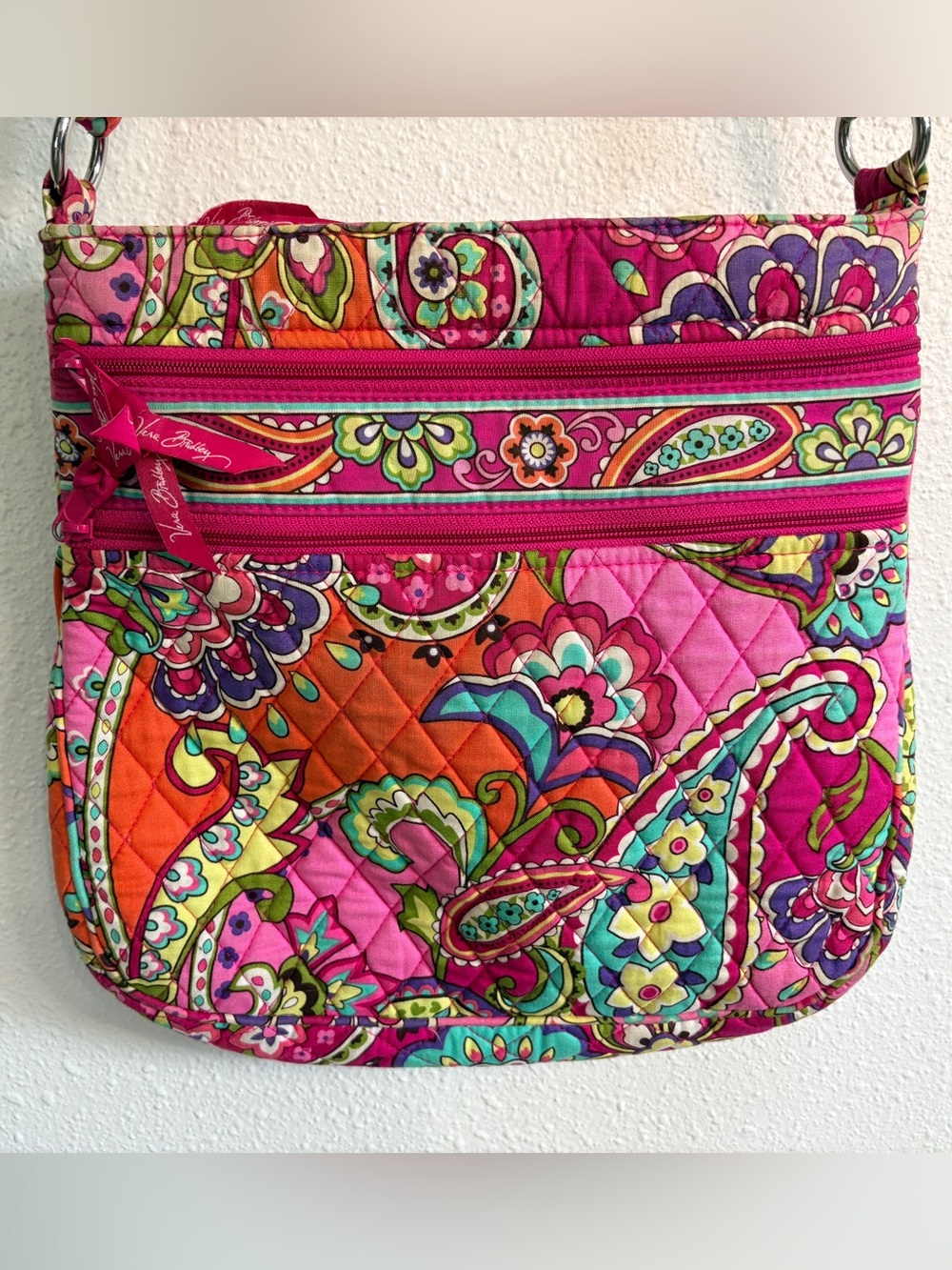 Vera Bradley | Pink Multicolor Paisley Quilted Crossbody